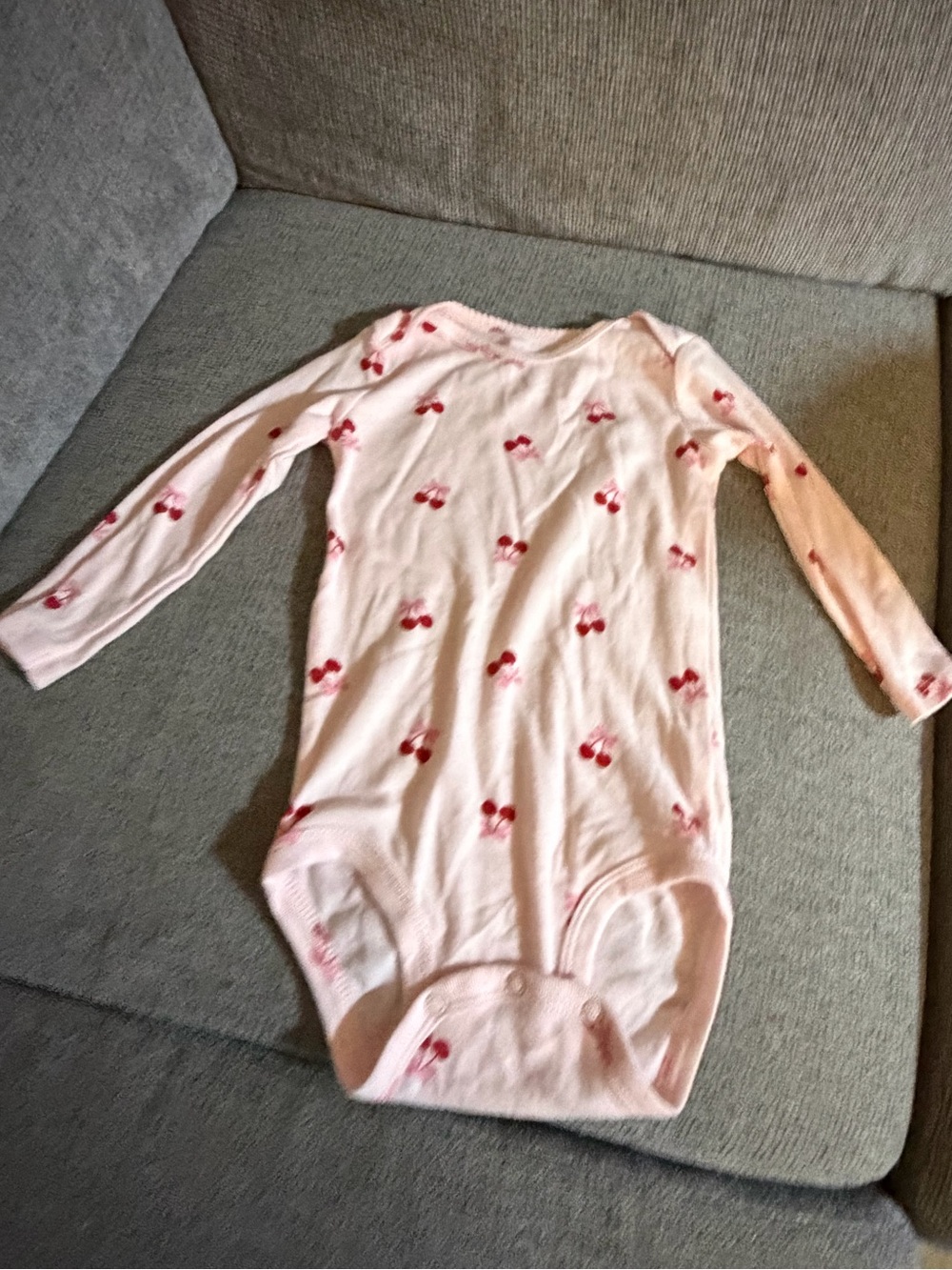 Carter's Light Pink Long Sleeve Cherry Print Bodysuit